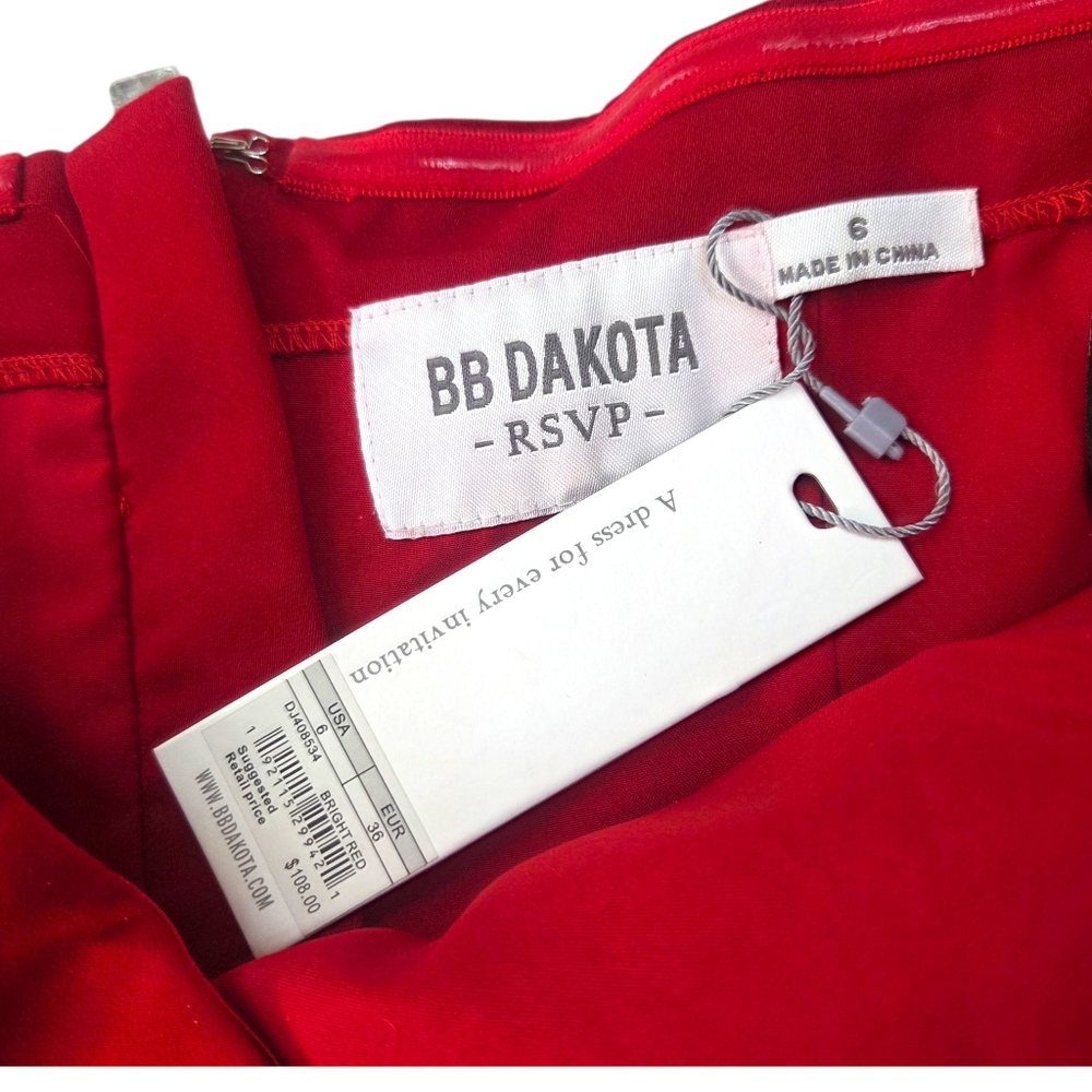 RSVP BB Dakota Nordstrom Midi Strapless Cocktail Party Dress NEW Womens 6 Red - Picture 3 of 9